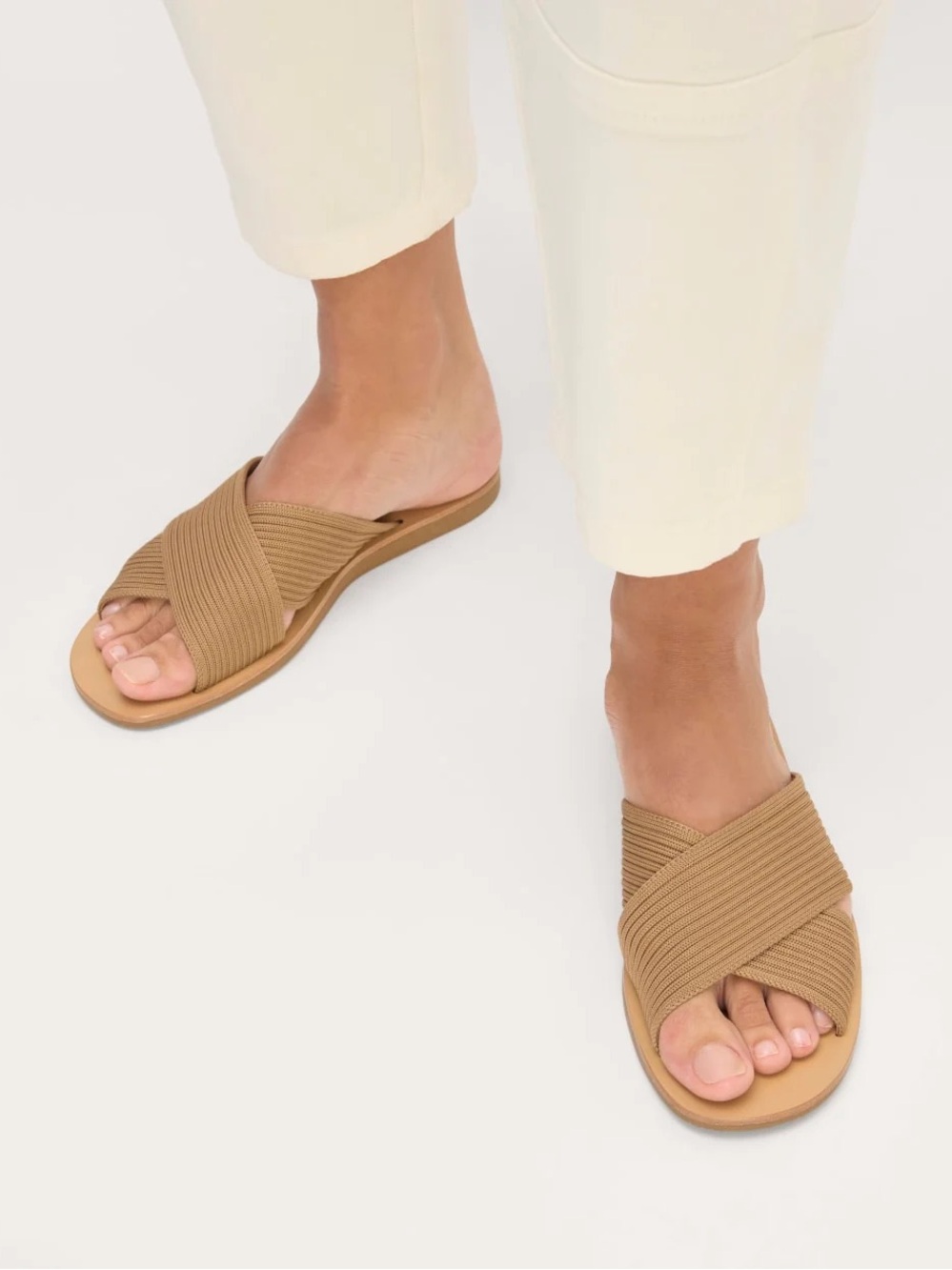 Splendid olive Knit Cross-Band Slide Sandals